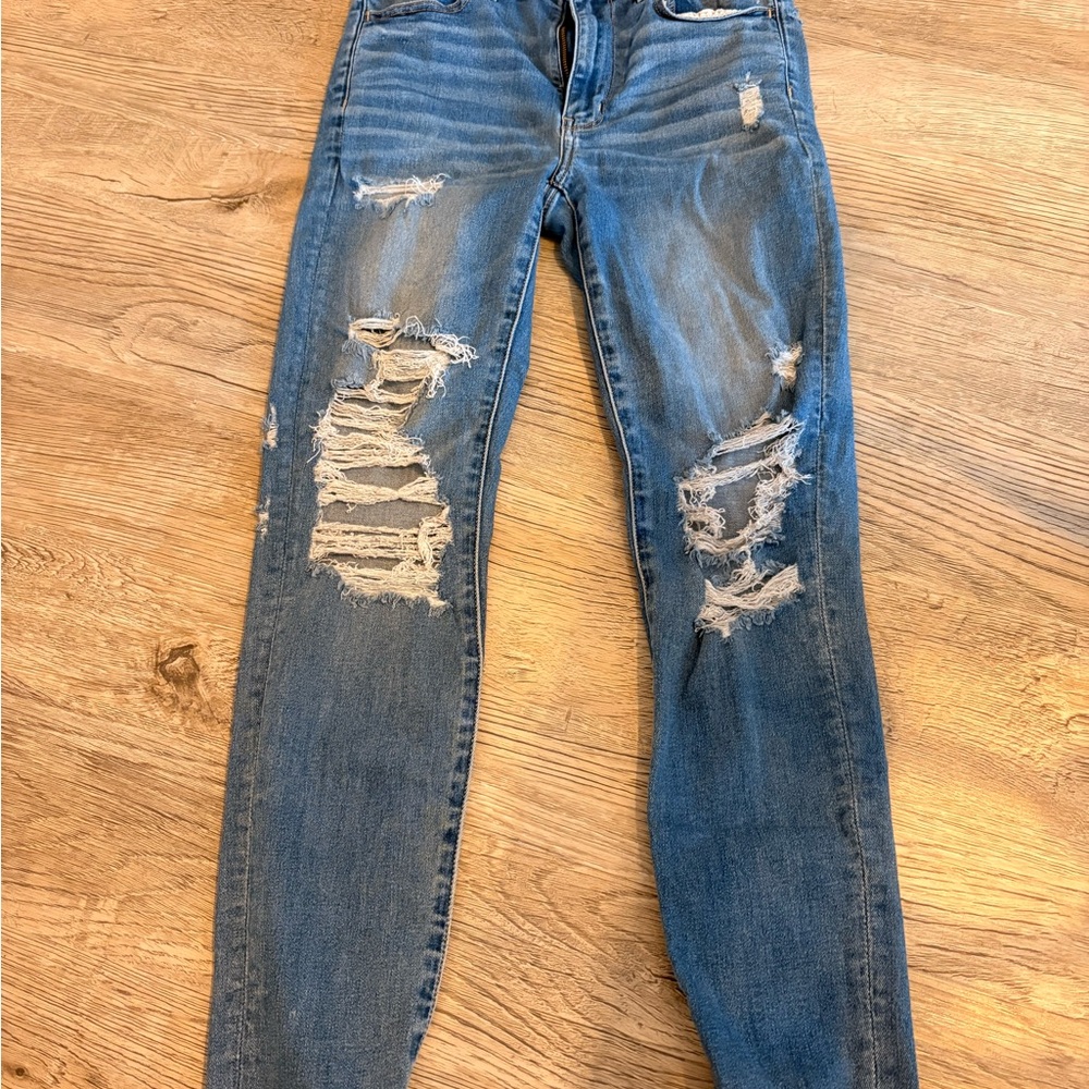 American Eagle Outfitters Ripped Blue Skinny Jeans